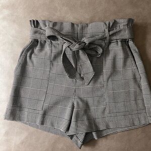Zara High Waist Black and White Checkered Shorts